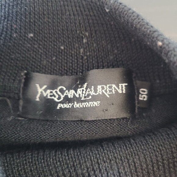 Vintage Yves Saint Laurent Wool Blend Crew Neck Pullover Sweater Size 50 Black - Picture 3 of 9